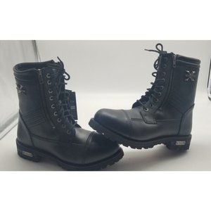 Xelement 'Impact' 1506 Black Lace-Up Motorcycle Biker Boots Men's Size 10 NWT